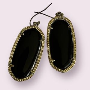 Kendra Scott - Elle Gold Drop Earrings in Black Opaque Glass